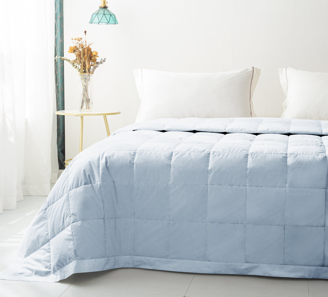 Duvet Summer Comforter New Ultra Lightweight Grey Duck Down Comforter/Blanket for Summer, Blue / Green