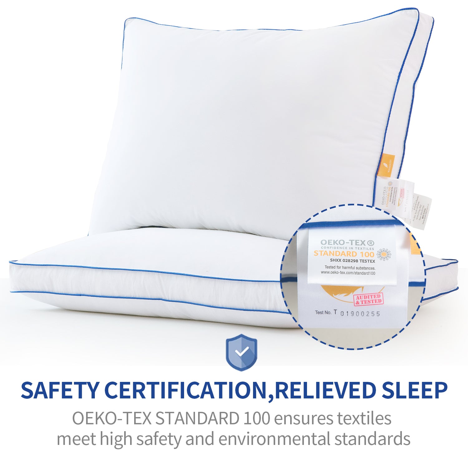 Feather Pillows Set of 2, Bed Medium Firm Pillows for Sleeping, Fluffy and Supportive Gusseted Pillow