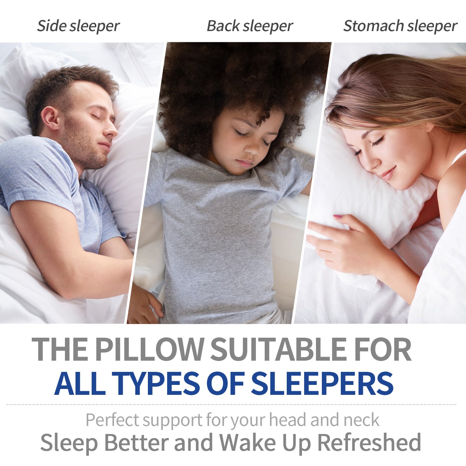 Feather Pillows Set of 2, Bed Medium Firm Pillows for Sleeping, Fluffy and Supportive Gusseted Pillow