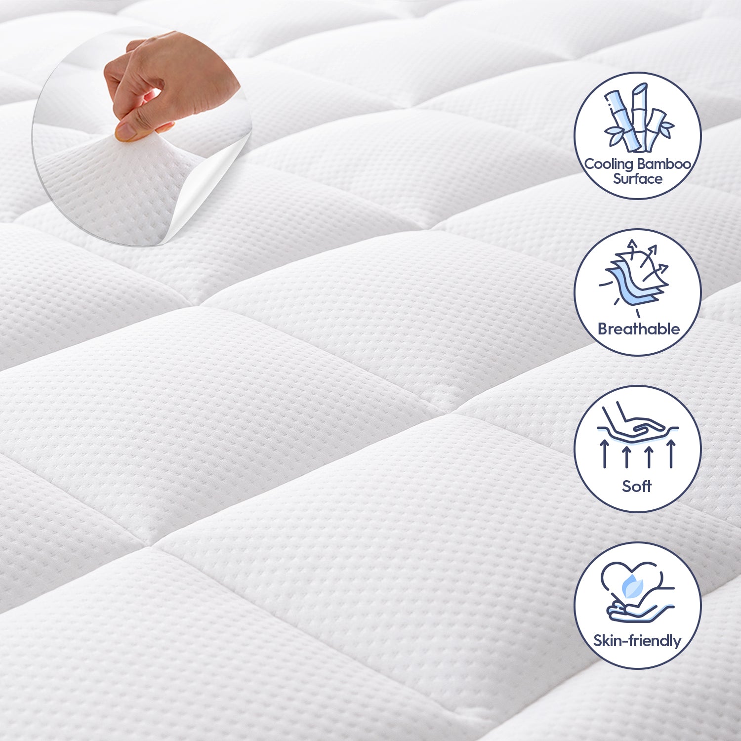 3 inch dual layer gel memory foam mattress topper plush cooling bamboo pillow top cover comfort support mattress pad with deep pocket back pain relief