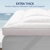 Extra Thick Cooling Mattress Topper, 1300 GSM Overfilled Pillow Top with Baffle Box Design, Hand Made 400TC Organic Cotton Pad Cover, Plush & Support Snow Down Alternative, Hotel Quality