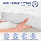 Extra Thick Cooling Mattress Topper, 1300 GSM Overfilled Pillow Top with Baffle Box Design, Hand Made 400TC Organic Cotton Pad Cover, Plush & Support Snow Down Alternative, Hotel Quality