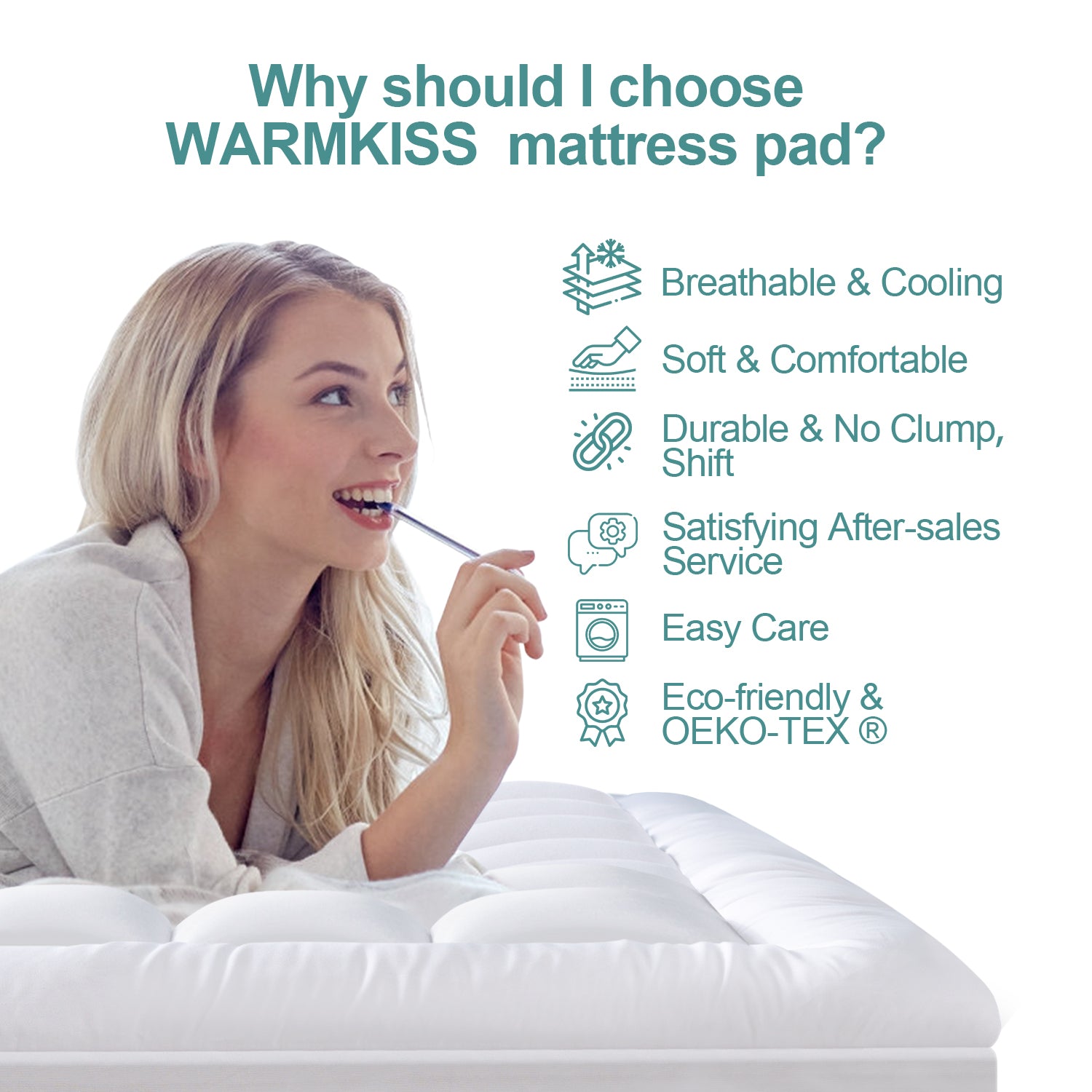 Quilted  Cooling Mattress Pad - Warmkiss