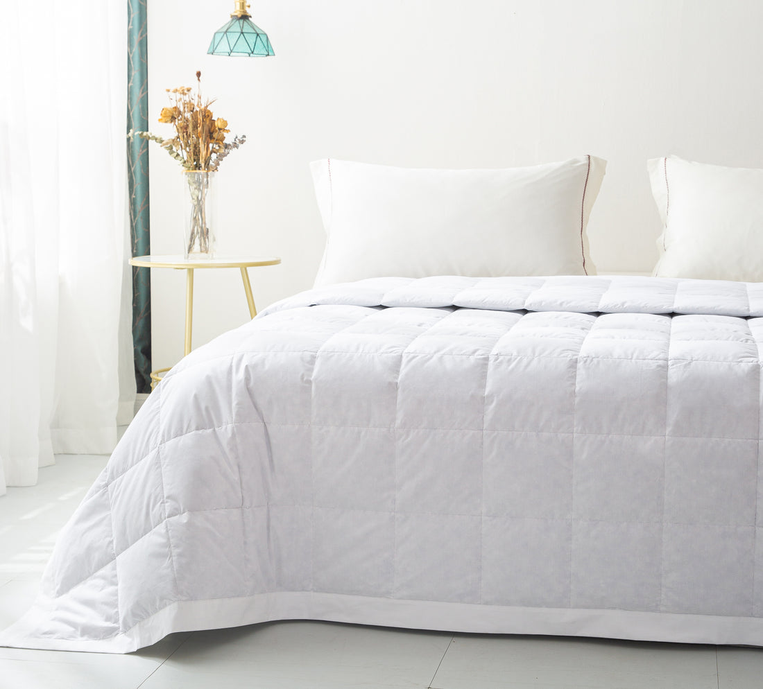 Duvet Summer Comforter Ultra Lightweight Hypoallergenic Grey Duck Down Comforter/Blanket for Summer,White/Grey
