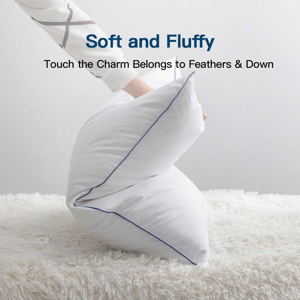 Feather Down Pillows for All Types Sleepers, Set of 2
